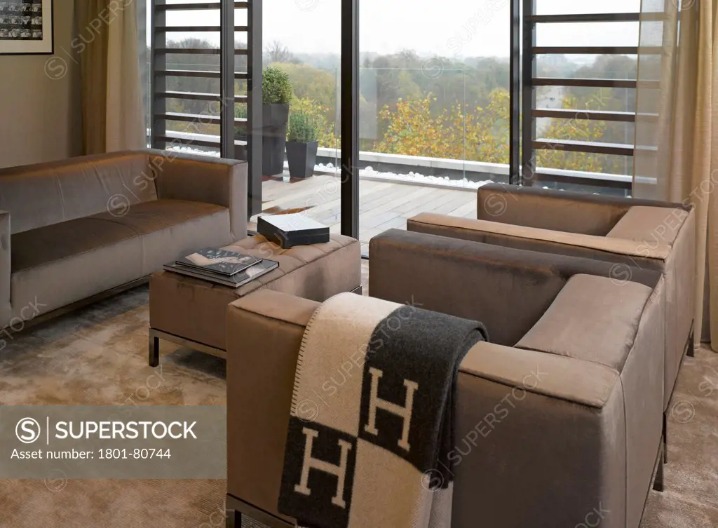 Penthouse Development, London, United Kingdom. Architect: Na, 2012. Overall Interior View-Master Suite Sitting Room.