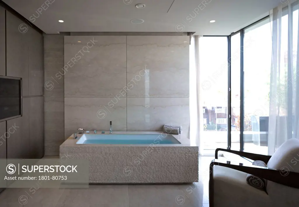 Penthouse Development, London, United Kingdom. Architect: Na, 2012. Overall Interior View-Master Bathroom.