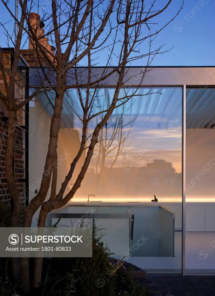 Two Stair House, London, United Kingdom. Architect: Gianni Botsford Architects Ltd, 2012. Twilight View Of Rooftop Extension.