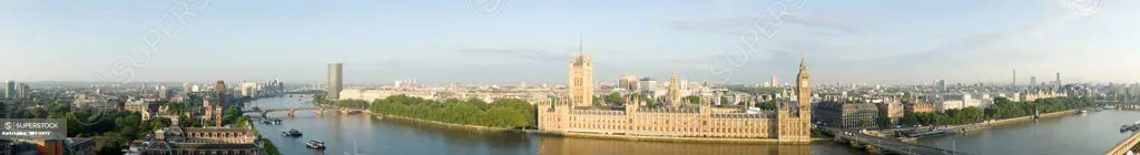 London Panoramas, London, United Kingdom. Architect: Not Applicable, 2013. Elevated View To Houses Of Parliament With River.