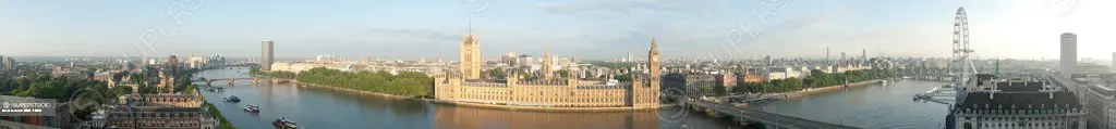 London Panoramas, London, United Kingdom. Architect: Not Applicable, 2013. Elevated View To Houses Of Parliament With River.