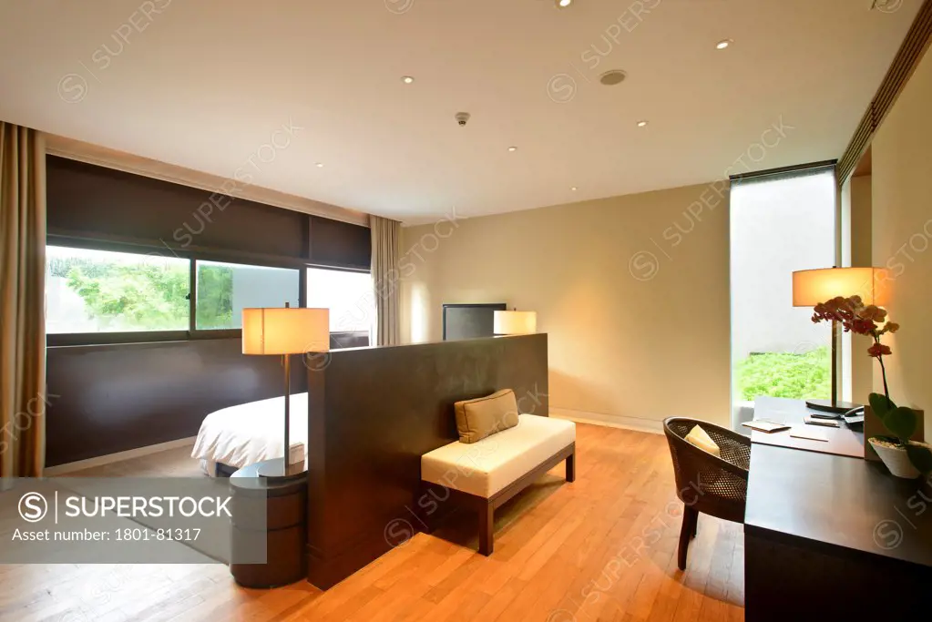 Capella Hotel, Sentosa Island, Singapore, Singapore. Architect: Foster + Partners, 2009. View Of Apartment Bedroom.