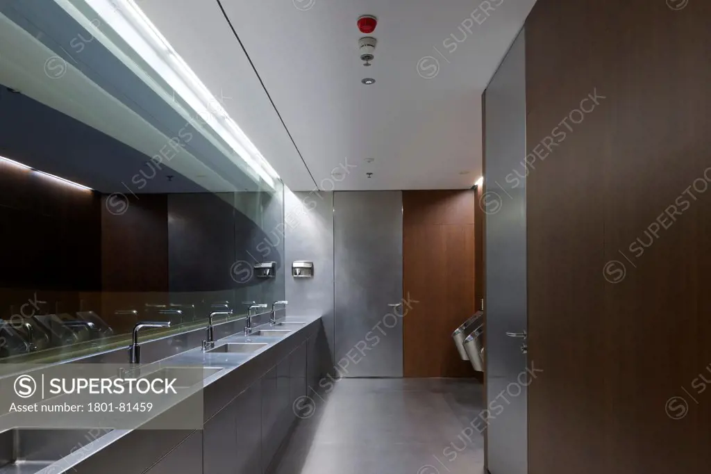 Renaissance Barcelona Fira Hotel, Barcelona, Spain. Architect: Jean Nouvel, 2012. View Of Ground Floor Toilets.