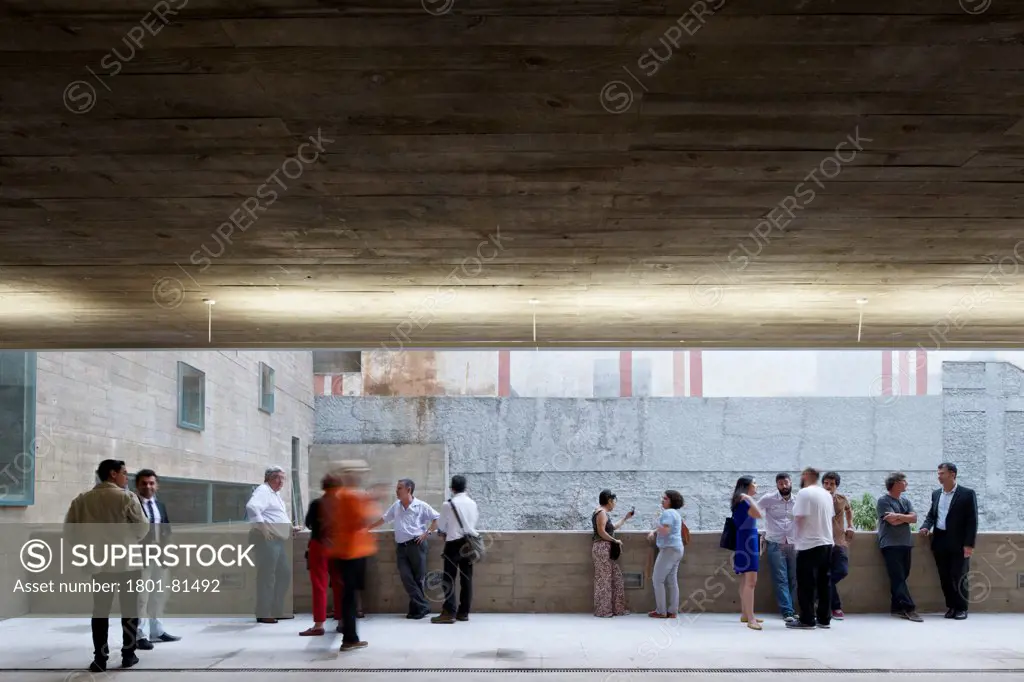 Praca Das Artes, Sao Paulo, Brazil. Architect: Brasil Arquitectura, 2012. Several People Gather At The Balcony On The Opening Day.