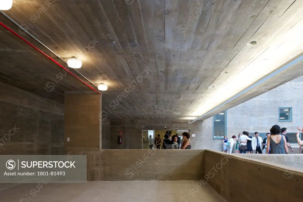 Praca Das Artes, Sao Paulo, Brazil. Architect: Brasil Arquitectura, 2012. Several People Gather At The Balcony On The Opening Day.