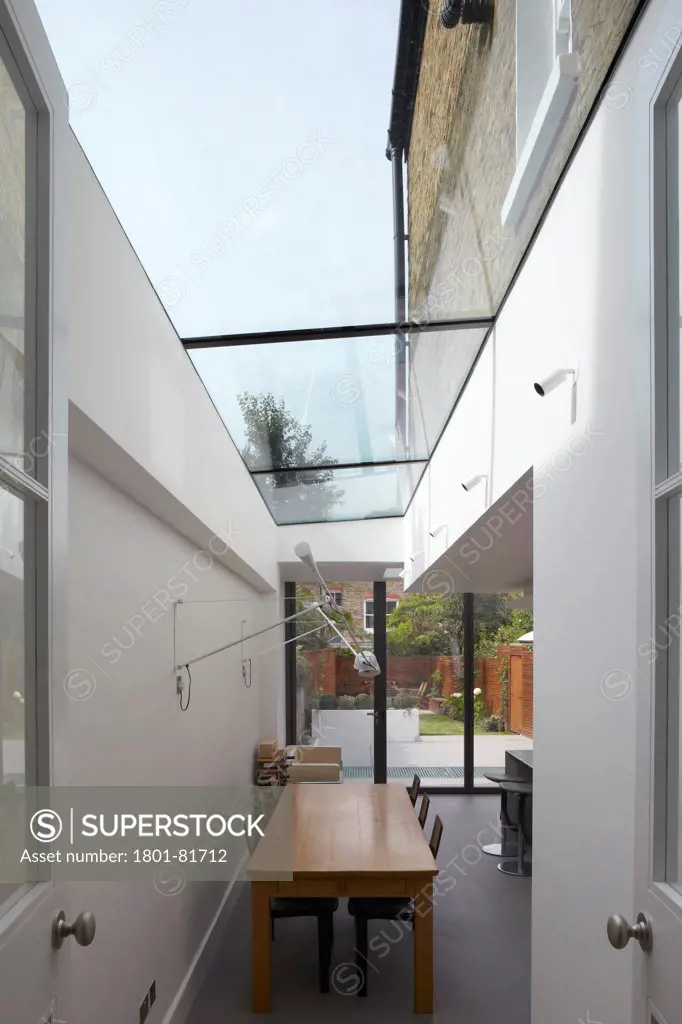 Broomwood House, London, United Kingdom. Architect: Giles Pike Architects And Interior Designers, 2012. View Of Dining Area With Skylight.