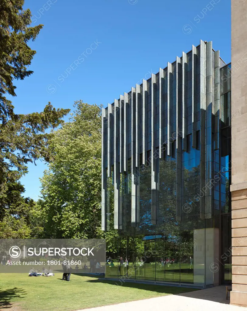 Holburne Museum, Bath, United Kingdom. Architect: Eric Parry Architects Ltd, 2011. View Of The Facade Section Showing Ceramic Faience Fins Over Glazed Facade.
