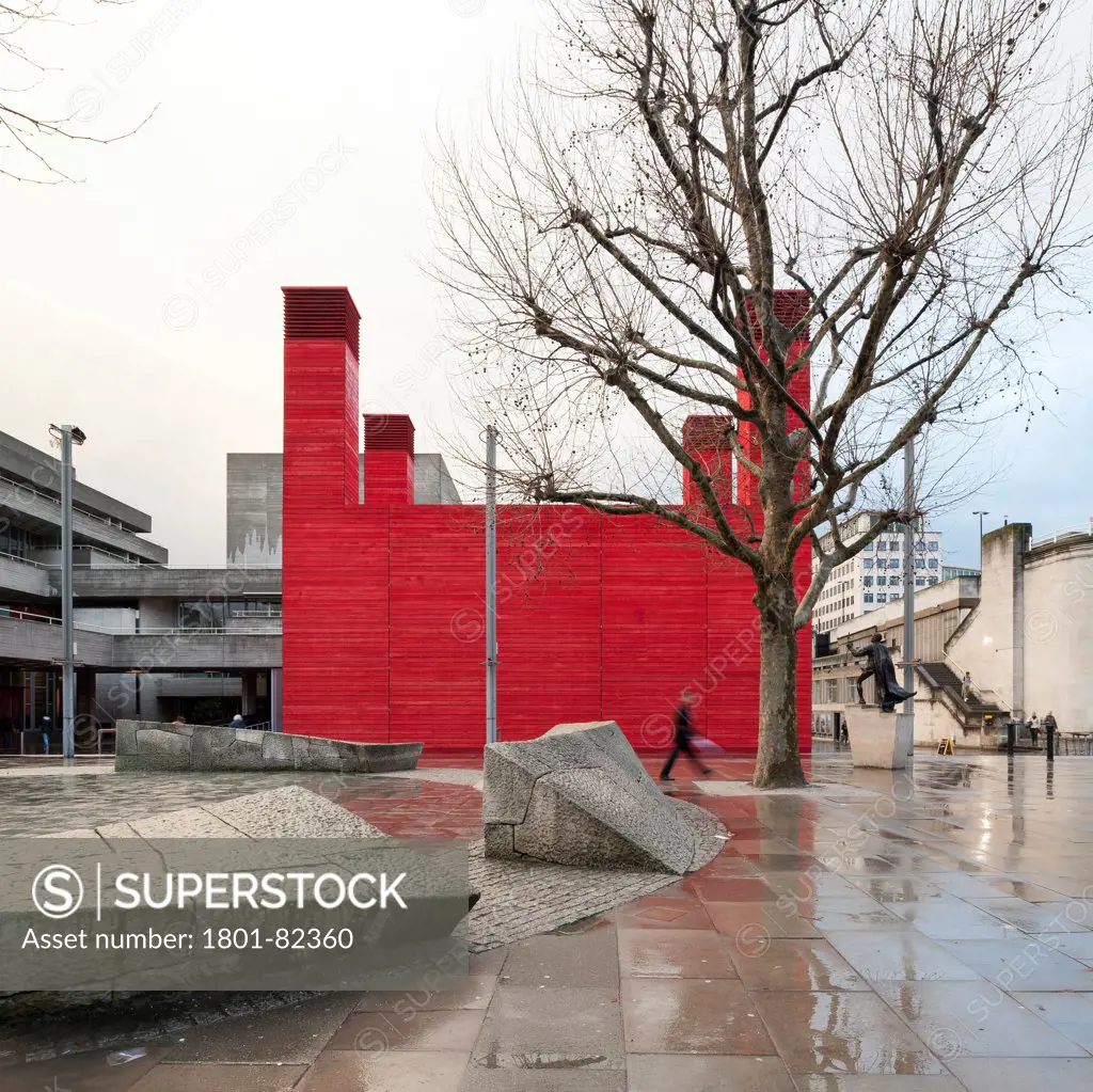 The Shed, London, United Kingdom. Architect: Haworth Tompkins Limited, 2013. View from the riverside looking South after a storm.