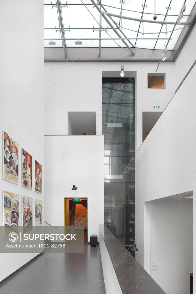 Stairwell with exhibition areas in main tower, Van Abbemuseum, Eindhoven, The Netherlands (architects: Abel Cahen)