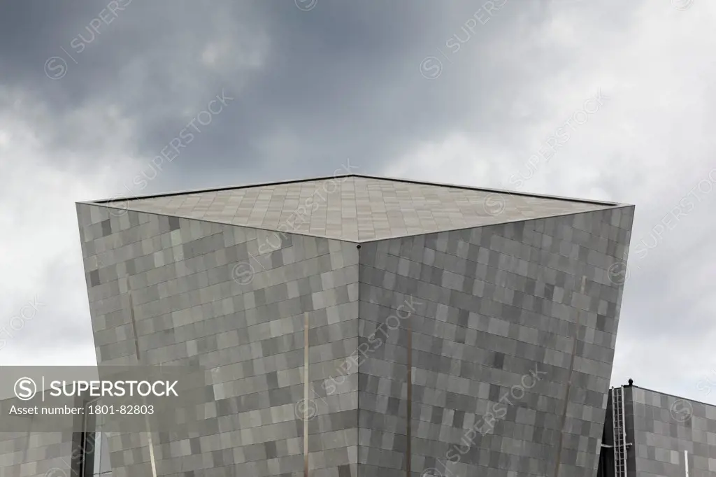 Main tower against stormy sky, Van Abbemuseum, Eindhoven, The Netherlands (architects: Abel Cahen)
