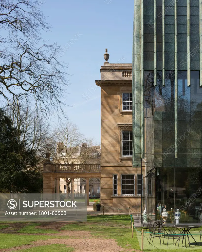 Holburne Museum, Bath, United Kingdom. Architect: Eric Parry Architects Ltd, 2011. Juxtaposition of facades and garden.