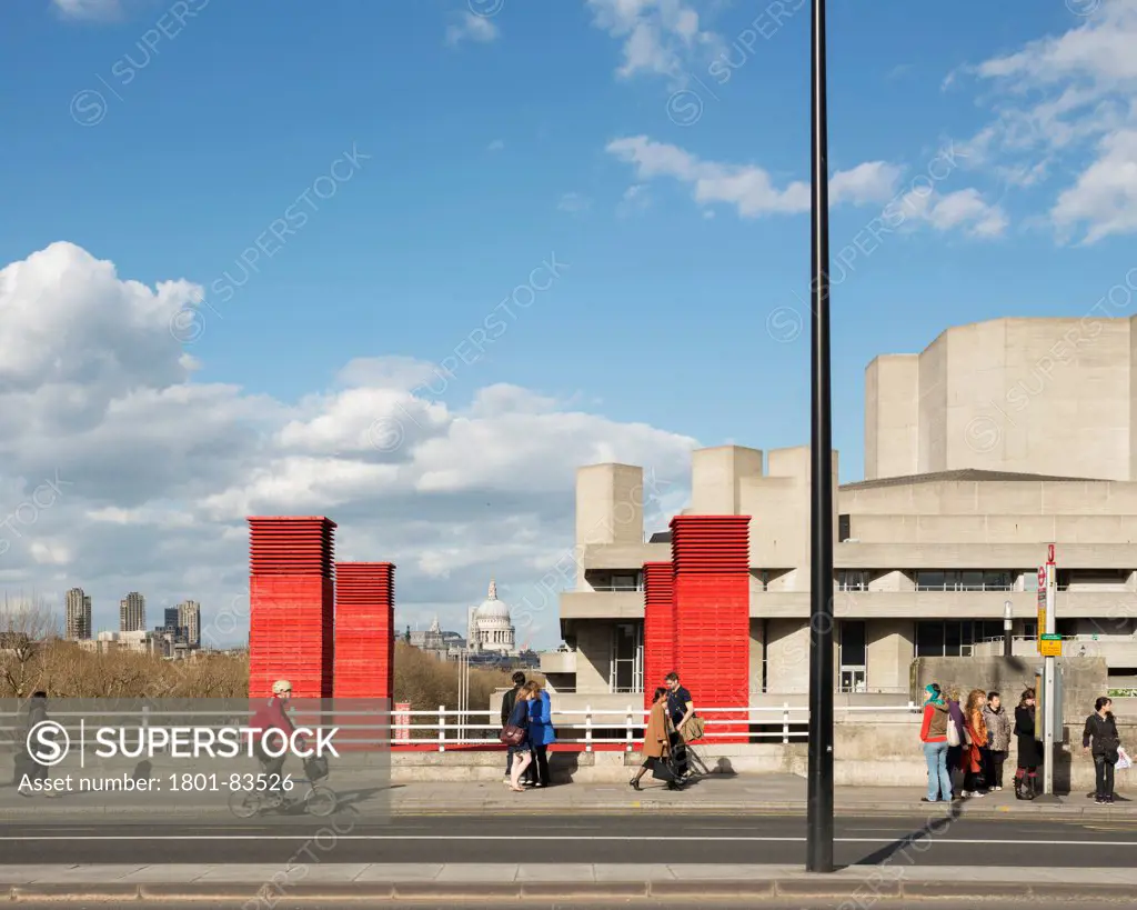The Shed, London, United Kingdom. Architect: Haworth Tompkins Limited, 2013. Chimneys as seen from Waterloo Bridge.