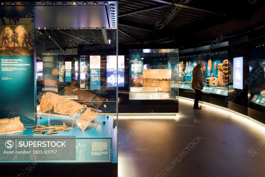 The Mary Rose Museum, Portsmouth, United Kingdom. Architect: Wilkinson Eyre Architects , 2013. Internal view of display on middle deck.