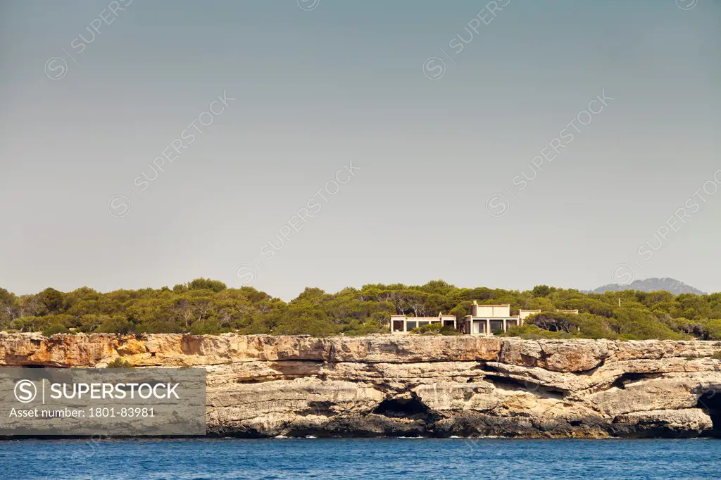 Can Lis, Mallorca, Spain. Architect Utzon, Jorn, 1971. View from sea.