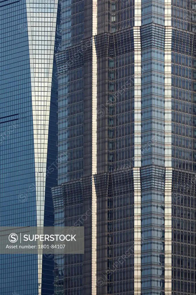 Shanghai, Shanghai, China. Architect various, 2013. Jinmao and shanghai world finance buildings.