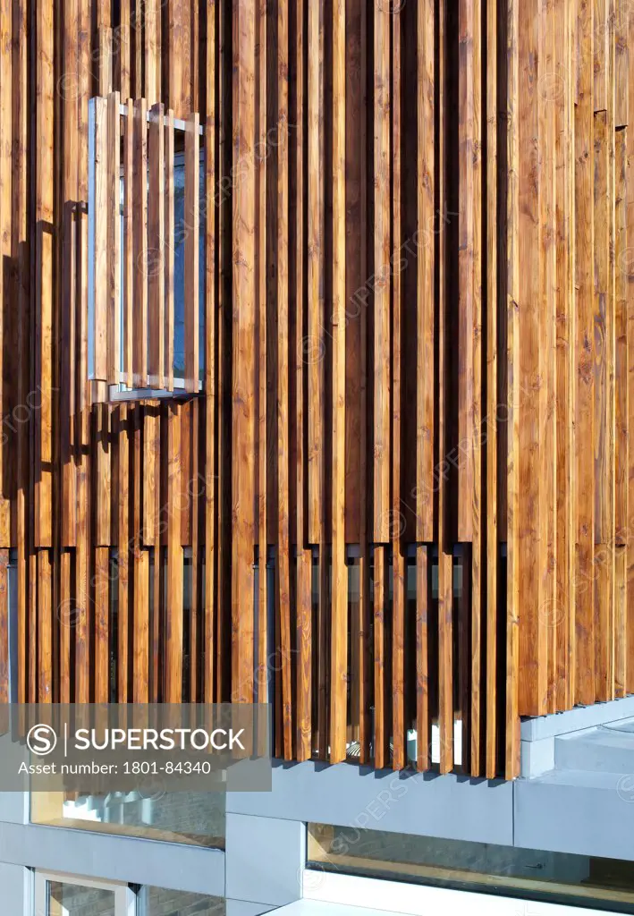 Power House, London, United Kingdom. Architect Paul Archer Design, 2013. Sculptural detail of timber clad rear extension.