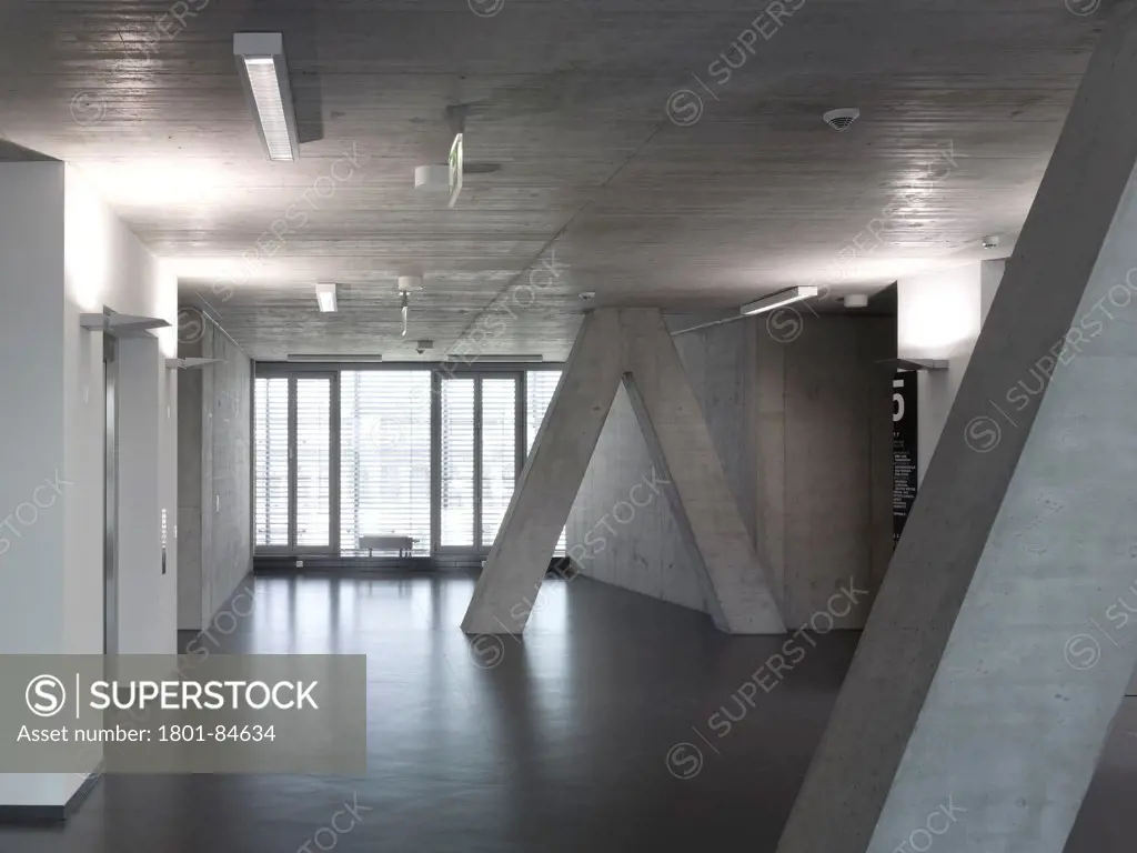 State Museum for Egyptian Art, University of Television and Film, Muenchen, Germany. Architect Peter Boehm Architekten, 2011. Floor on upper level of the university.