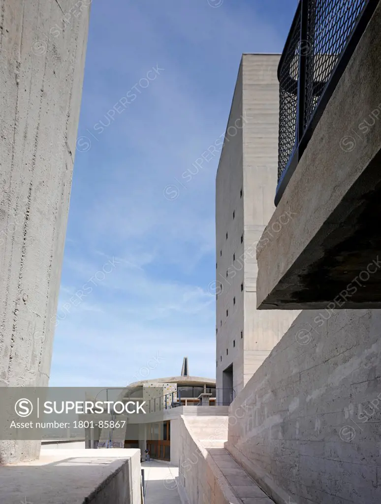 Unite D'habitation, Marseille, France. Architect Le Corbusier, 1952. View looking up ramp.