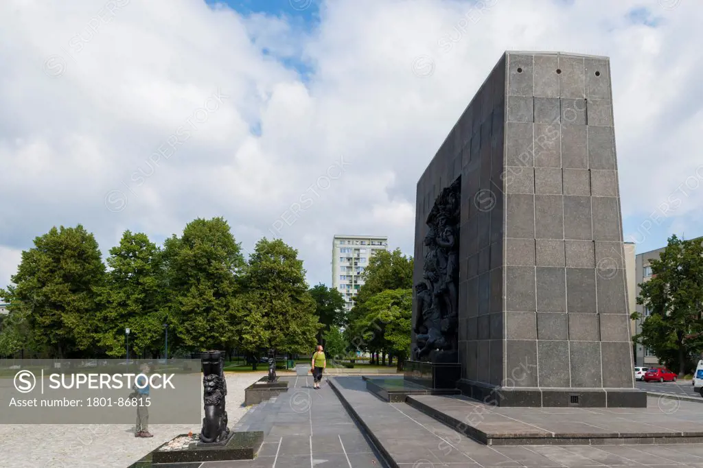 Museum of History of Polish Jews, Warsaw, Poland. Architect Lahdelma & Mahlamaeki, 2013. Monument to the heroes of the Warsaw Ghetto.