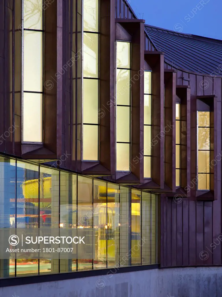 Splashpoint Leisure Centre, Worthing, United Kingdom. Architect Wilkinson Eyre Architects, 2013. West facade window detail.