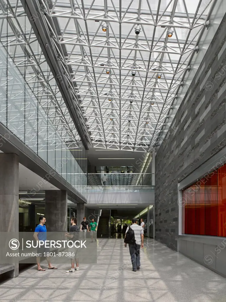 The Quantum Nano Centre, Waterloo, Canada. Architect Kuwabara Payne McKenna Bloomberg, 2013. Entrance atrium.