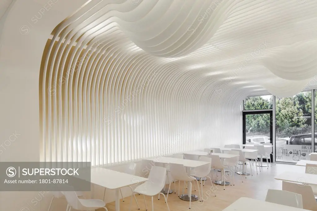 Bakery in Oporto, Porto, Portugal. Architect Paulo Merlini, 2013. Interior view of the bakery.