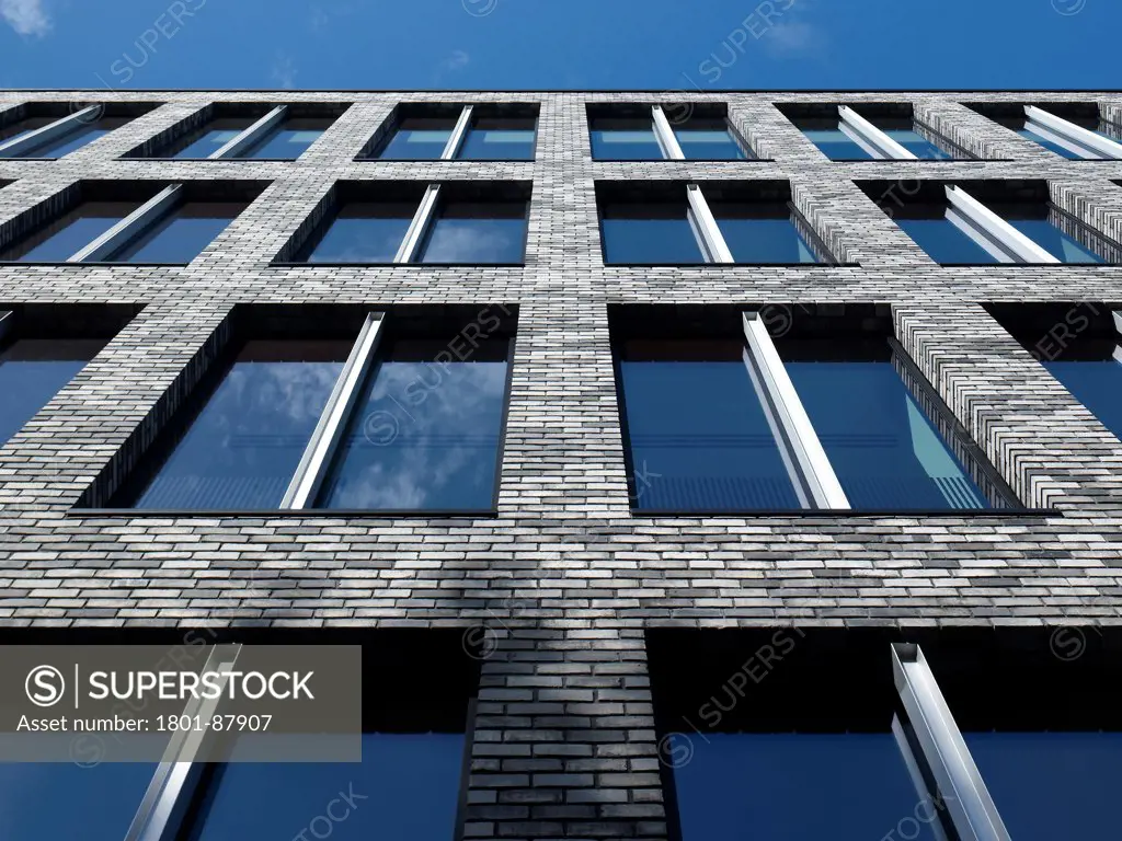 Pentonville Road, London, United Kingdom. Architect Stiff + Trevillion Architects, 2012. Looking up elevation.