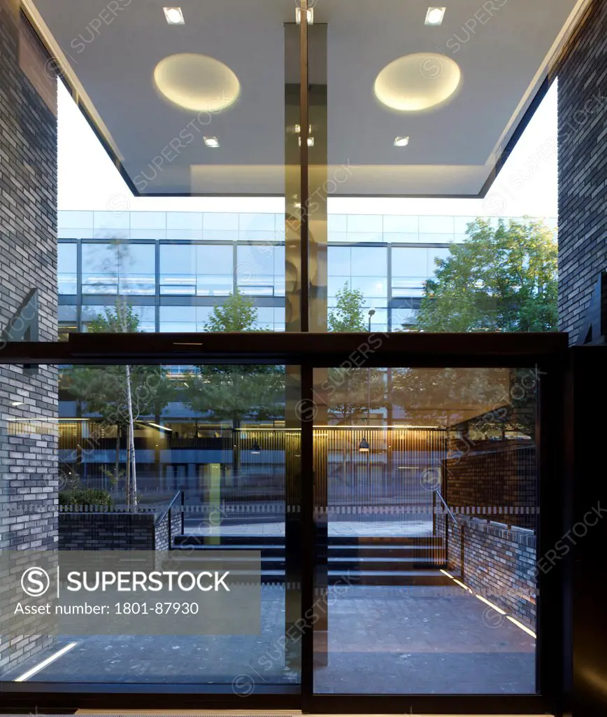 Pentonville Road, London, United Kingdom. Architect Stiff + Trevillion Architects, 2012. View of street from lobby.