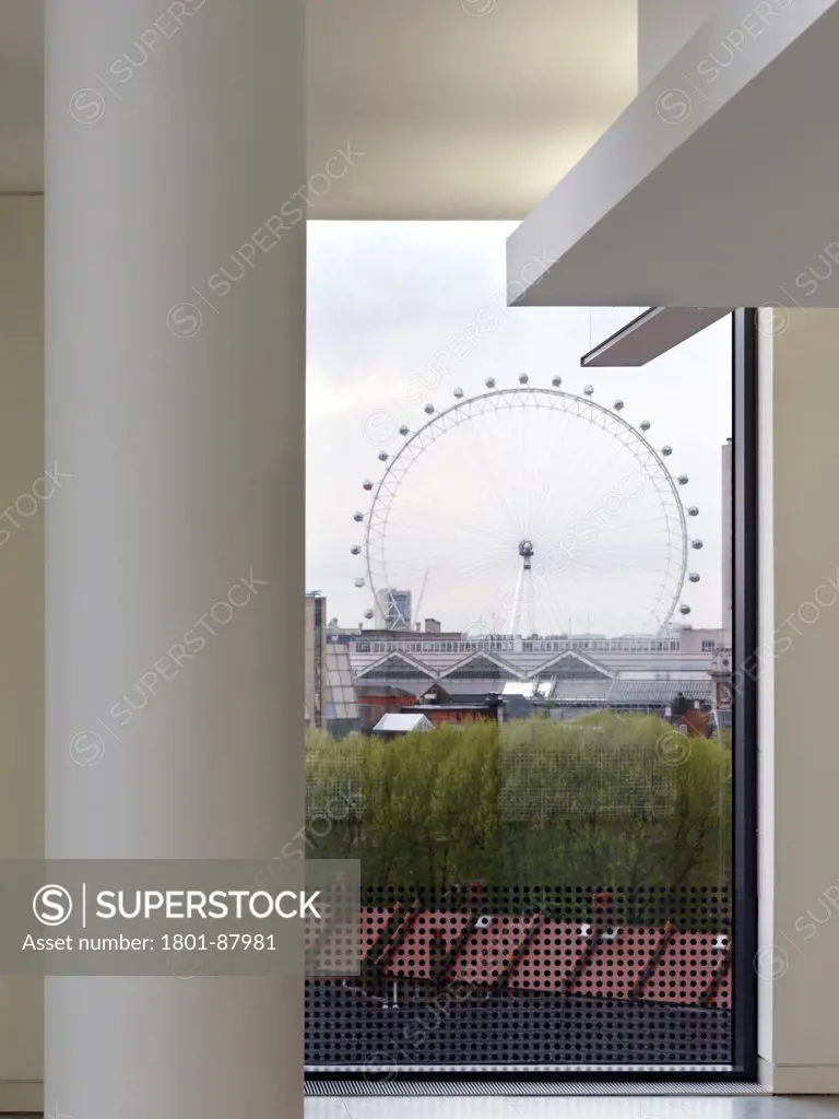 One Valentine Place, London, United Kingdom. Architect Stiff + Trevillion Architects, 2013. City view through office window.