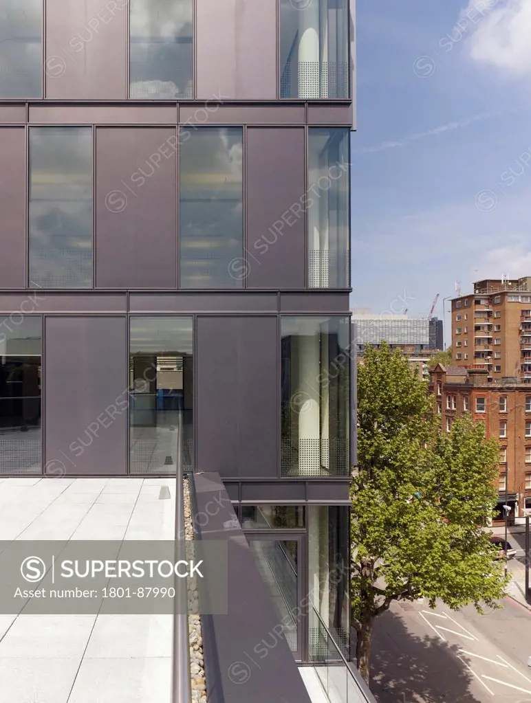 One Valentine Place, London, United Kingdom. Architect Stiff + Trevillion Architects, 2013. Elevation and street.