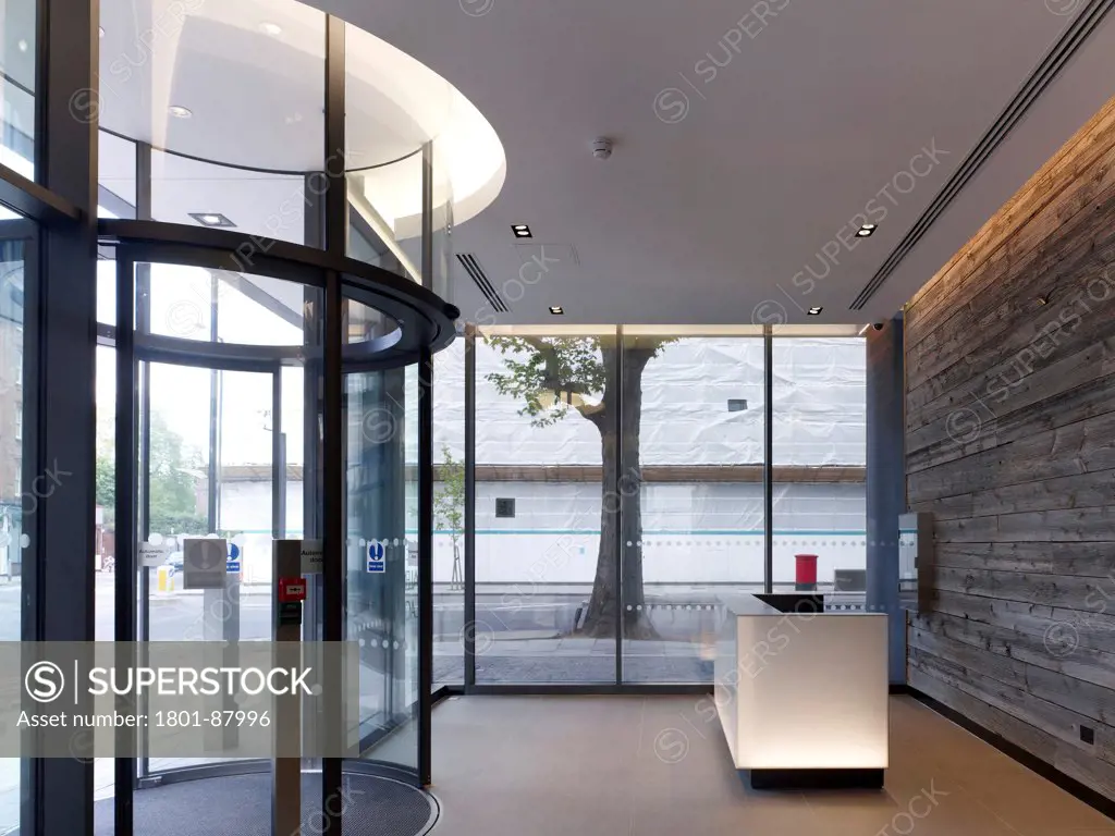 One Valentine Place, London, United Kingdom. Architect Stiff + Trevillion Architects, 2013. Lobby and entrance.