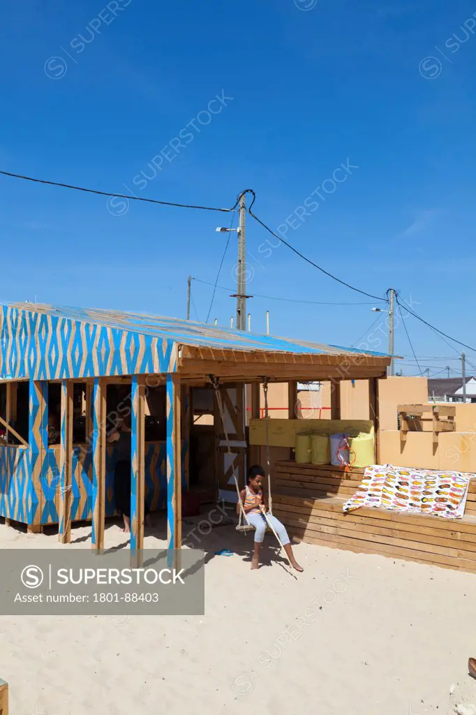 Casa Do Vapor, Cova do Vapor, Portugal. Architect exyzt, 2013. Beach shed with canopy.