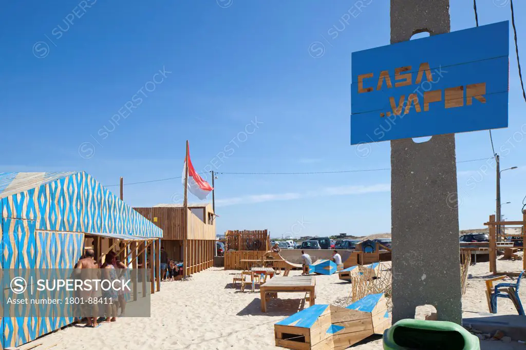 Casa Do Vapor, Cova do Vapor, Portugal. Architect exyzt, 2013. Casa Vapor site on beach.
