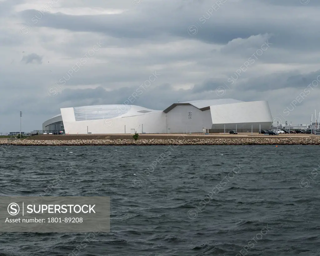 Den Blå Planet (The Blue Planet, Denmarks National Aquarium), Copenhagen, Denmark. Architect 3XN, 2013. The building from a distance.
