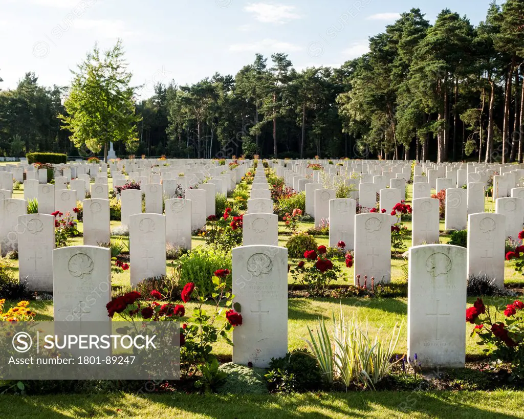 Brookwood Military Cemetery and memorials, Brookwood, United Kingdom. Architect unknown, 2013. Graves and flowers.