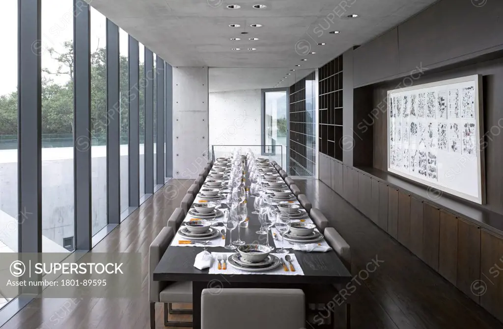 Casa Monterrey, Monterrey, Mexico. Architect: Tadao Ando, 2013. Formal dining room.