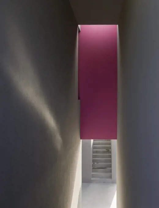 House 2, Chacra 2, Kallosturin, Villalagos Estate, Punta Del Este, Uruguay, 2011, Exterior Staircase With Magenta Colour