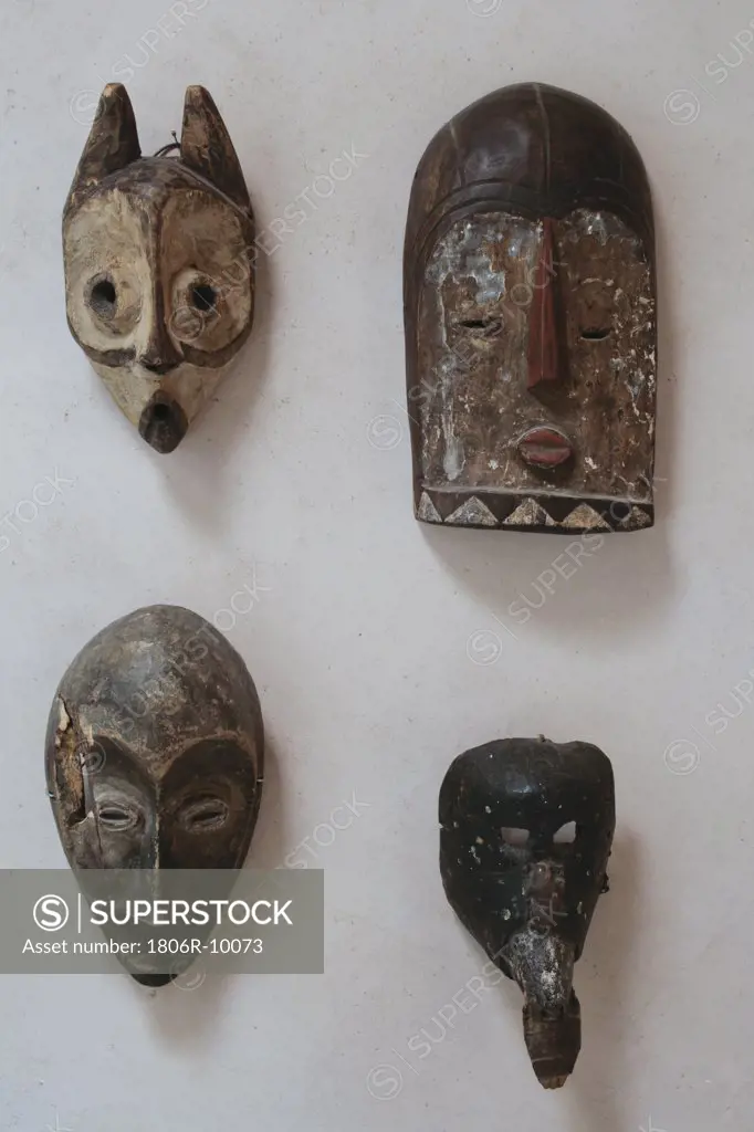 Decorative masks on wall