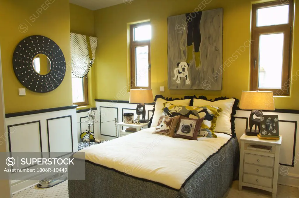 Yellow walls of bedroom. 08/24/2009