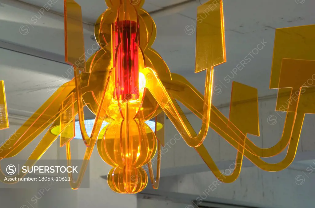 Yellow glass chandelier. 02/17/2006