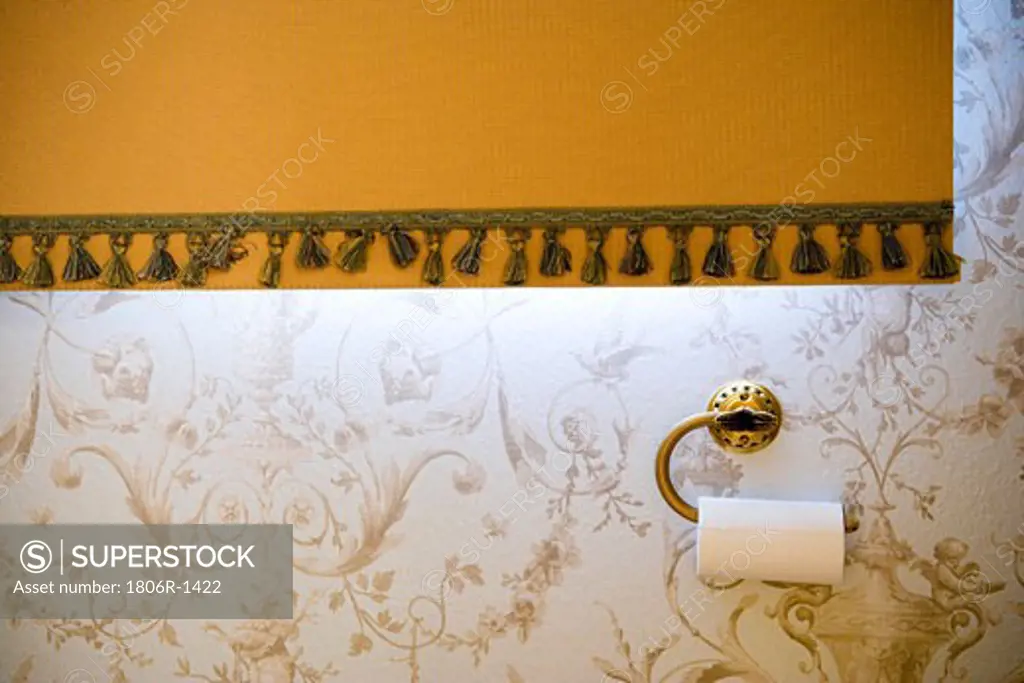 Detail of Toilet Paper Roll and Yellow Curtain