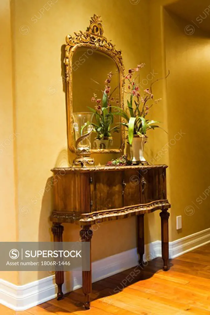 Sideboard and Mirror in Hallway