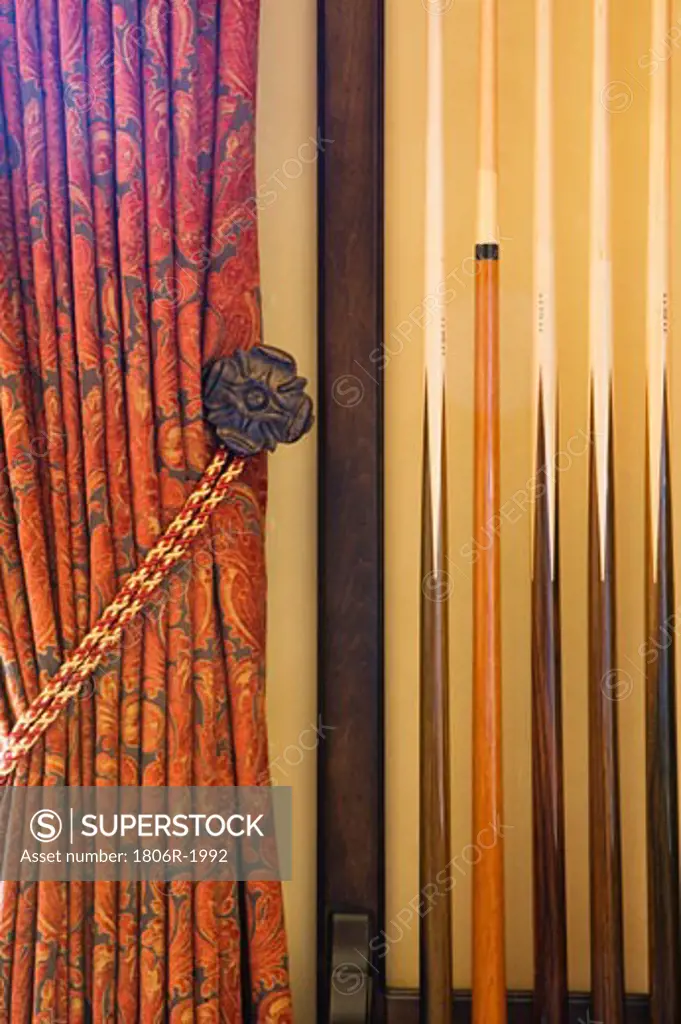 Pool Sticks and Curtain