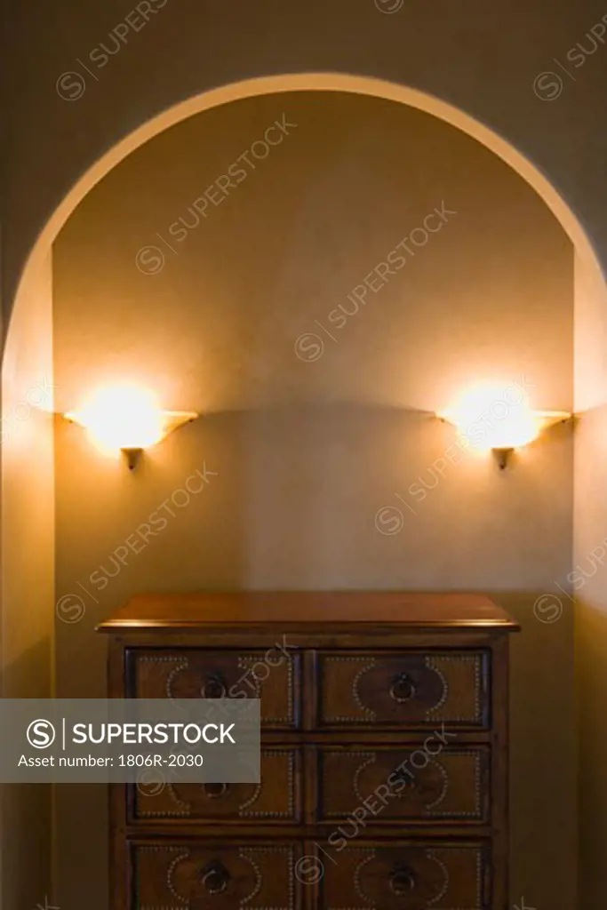 Wood Dresser and Lights