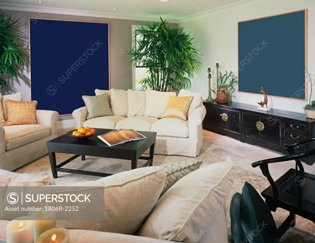 Contemporary Living Room in Coastal Home