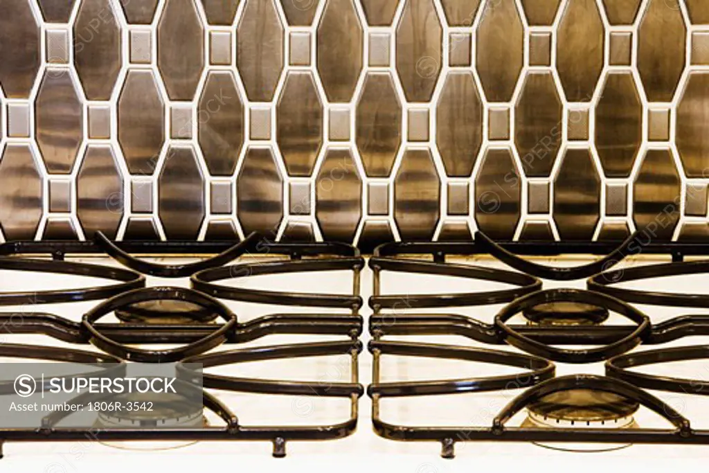 Contemporary Tile Backsplash and White Stove Top