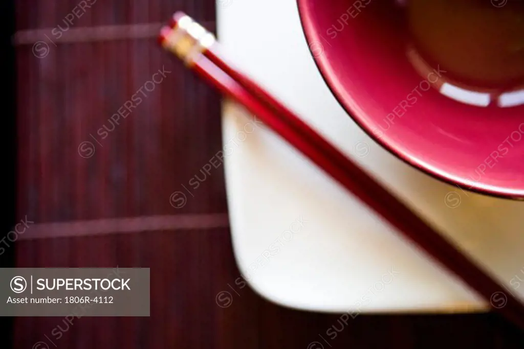 Magenta and White Place Setting with Chopsticks