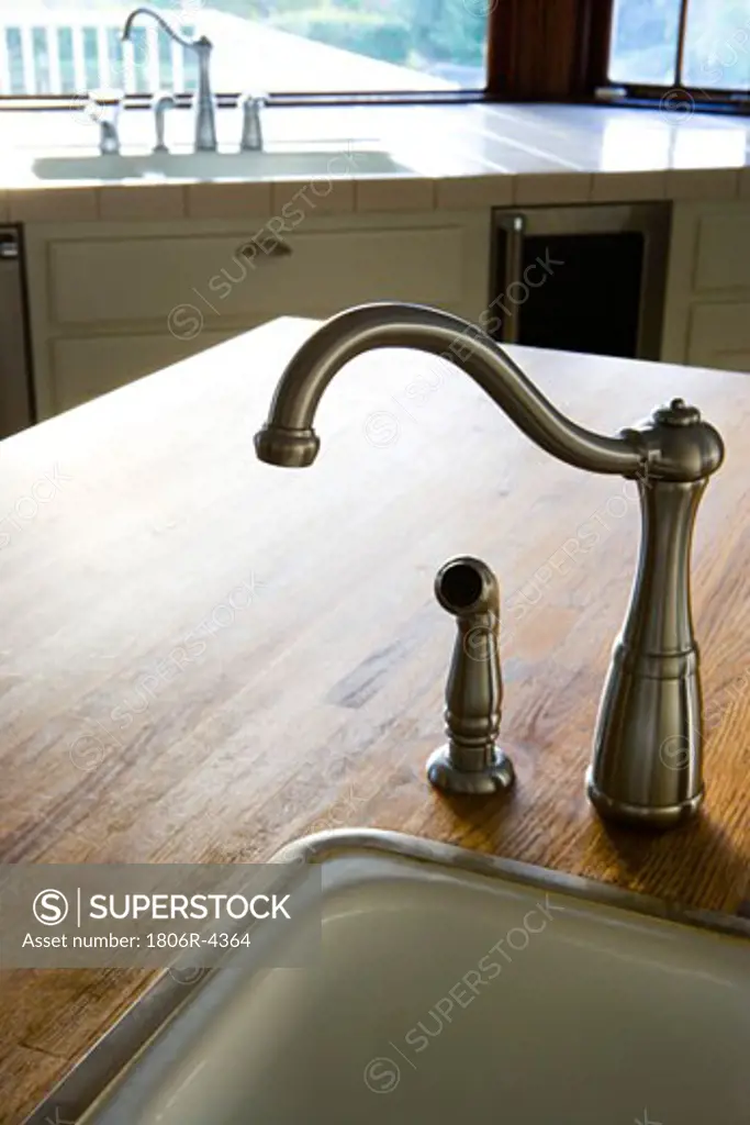 Vintage Chrome Faucets in Country Kitchen