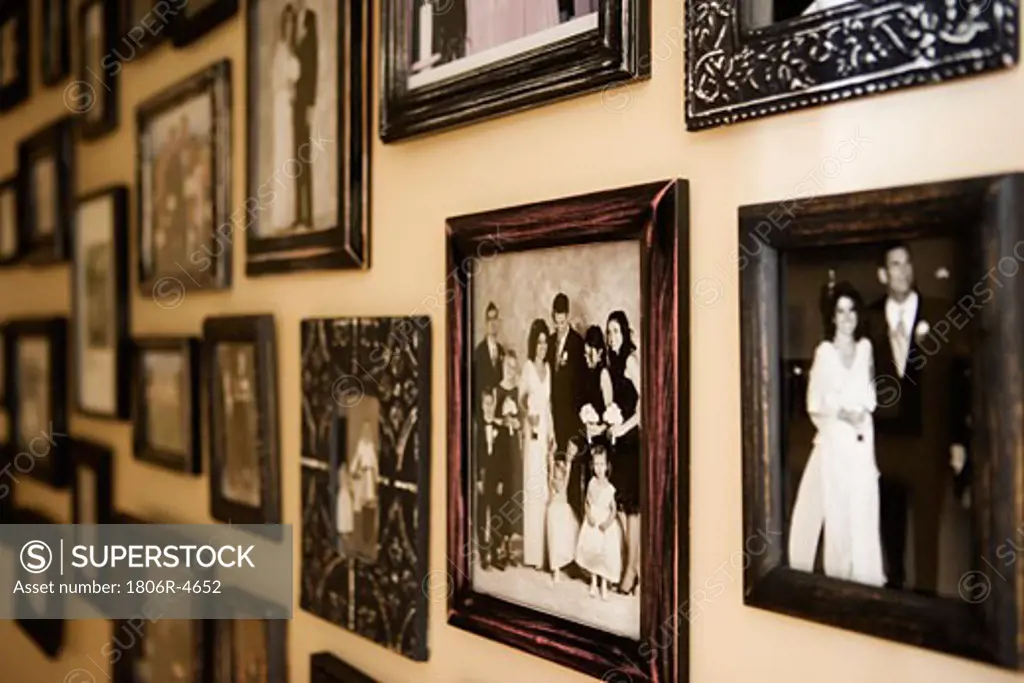 Antique Family Photographs Covering Wall