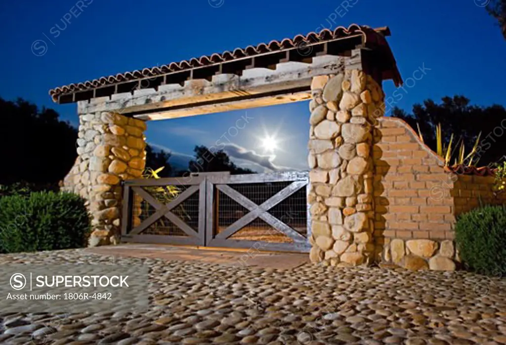 Front Gate to Spanish Style Driveway
